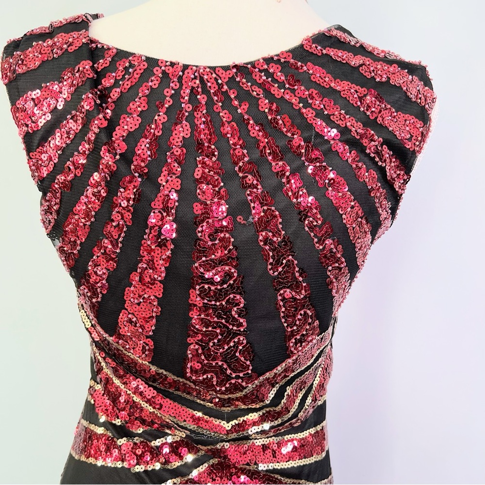 Red And Black Gatsby 1920s Style Sequined Gown Si… - image 6